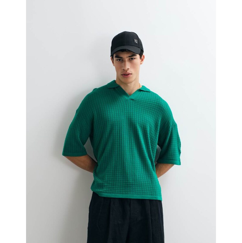 ASOS DESIGN oversized knitted notch neck in green