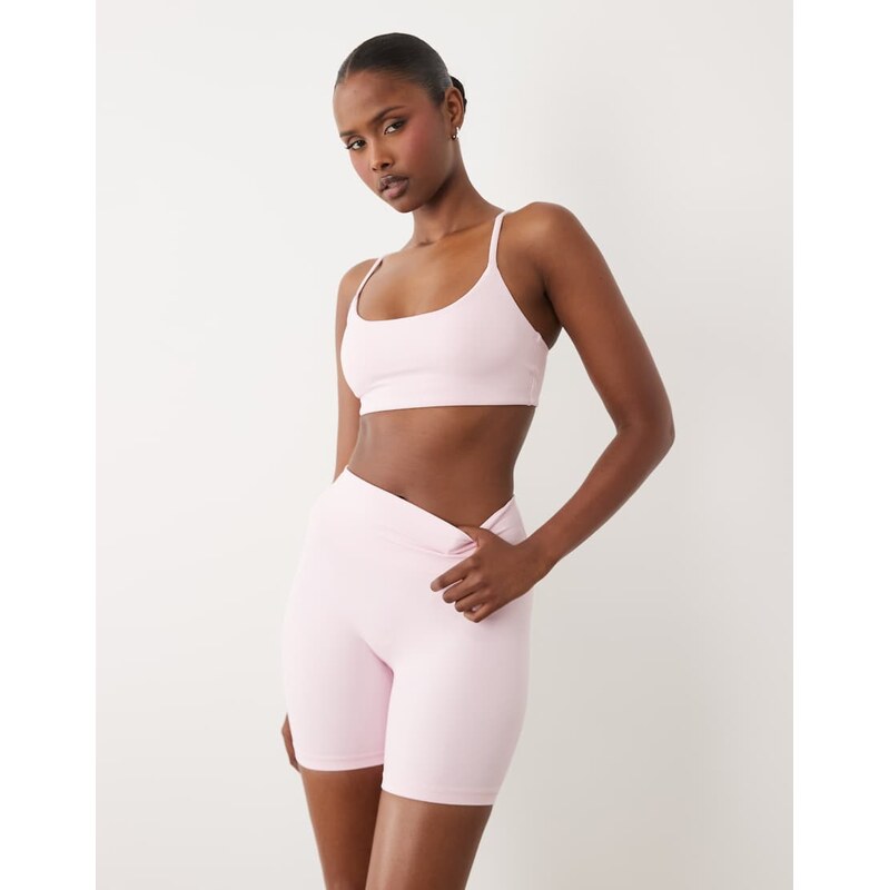 ARKET mix and match supersoft athleisure shorts in light pink