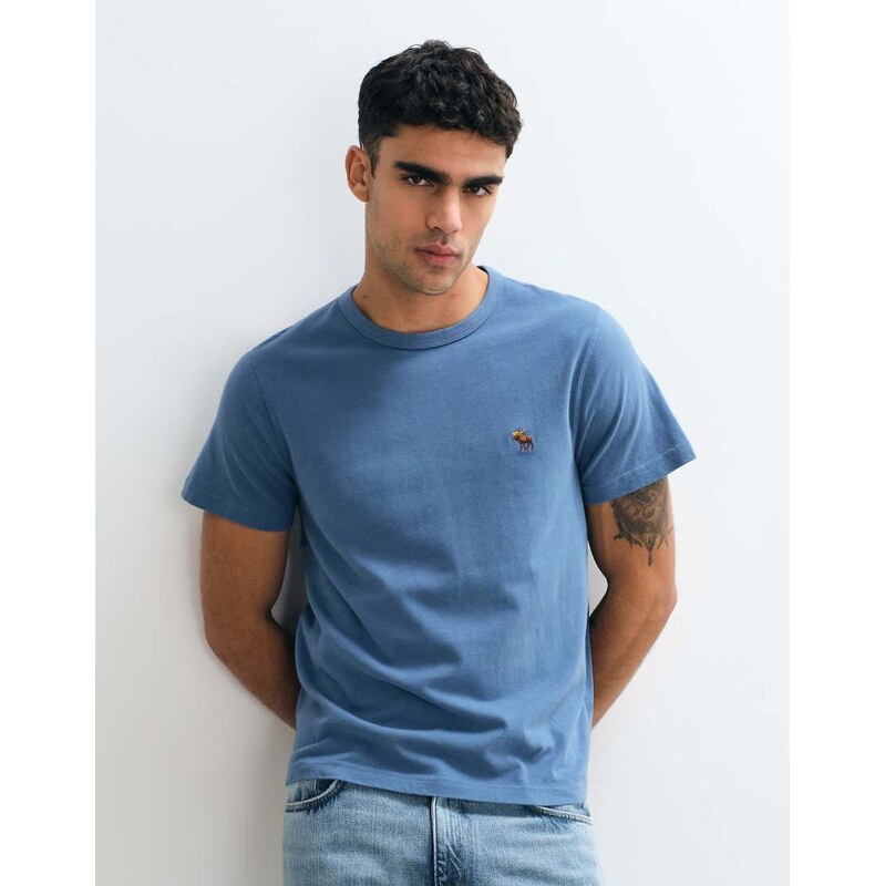 Abercrombie & Fitch slim fit icon logo t-shirt in blue