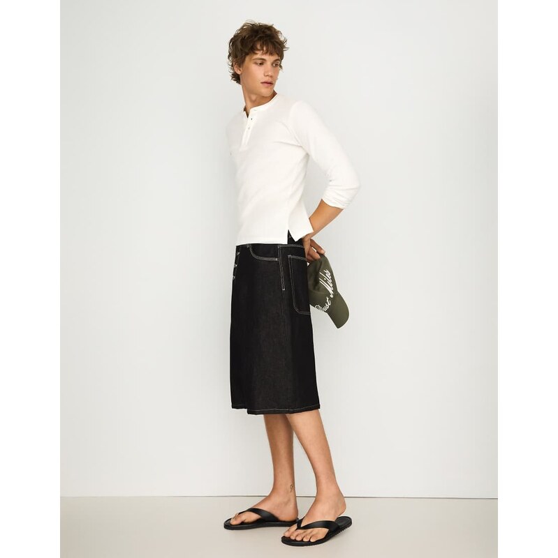 Bershka Barrel denim bermuda shorts in black