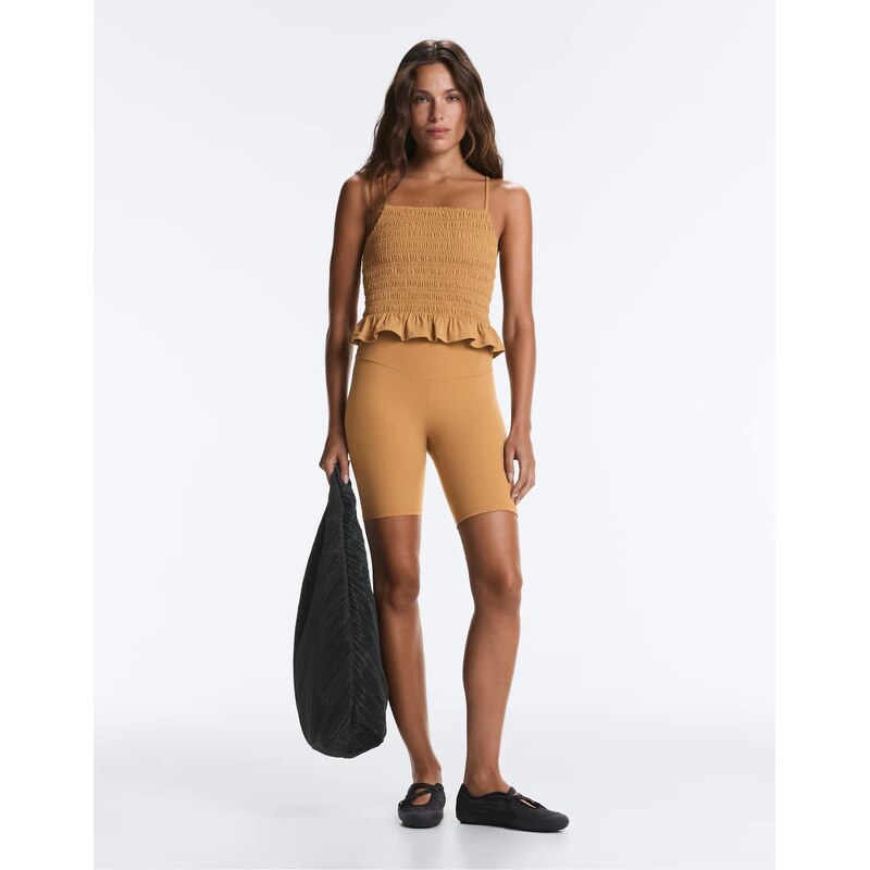 OYSHO Comfortlux high-rise 20cm short leggings in mustard-Yellow