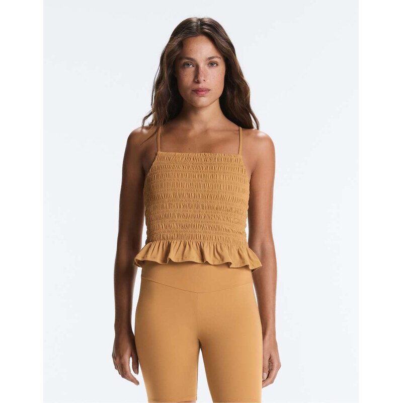 OYSHO Comfortlux smock tank top in mustard-Yellow