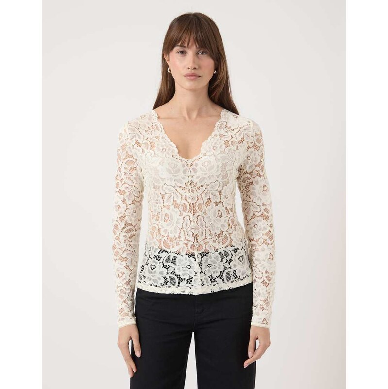 YAS Long sleeved top in pristine-Grey