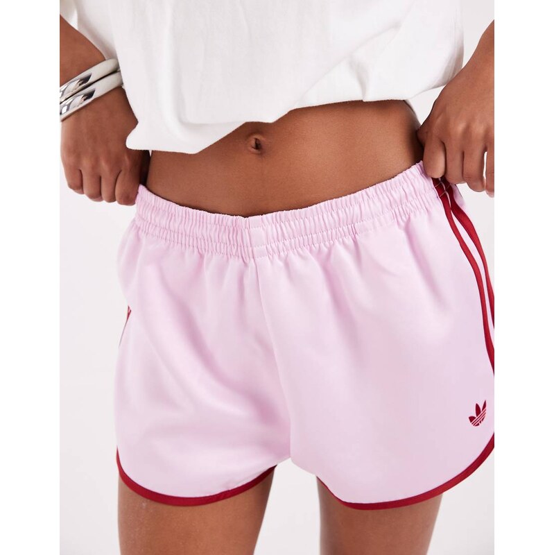 adidas Originals three stripe sprinter shorts in pink and red