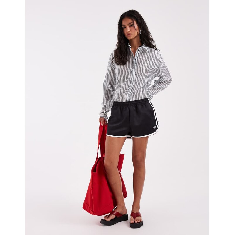 adidas Originals three stripe sprinter shorts in black