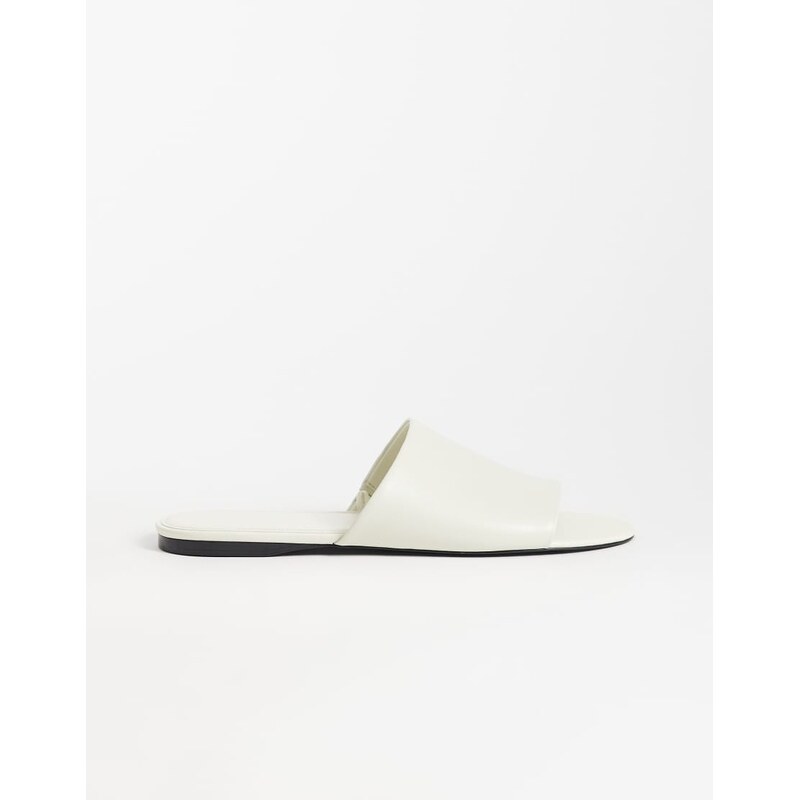 Mango 100% leather flat sandal in white