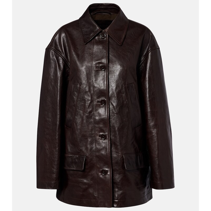 Balenciaga Oversized leather car coat