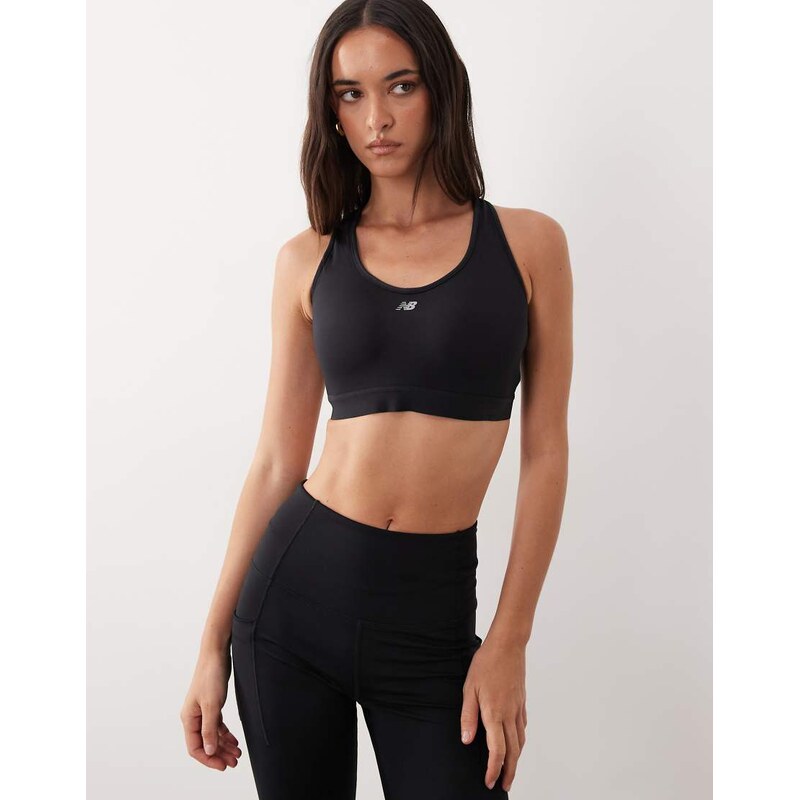 New Balance Essential run sports bra in black