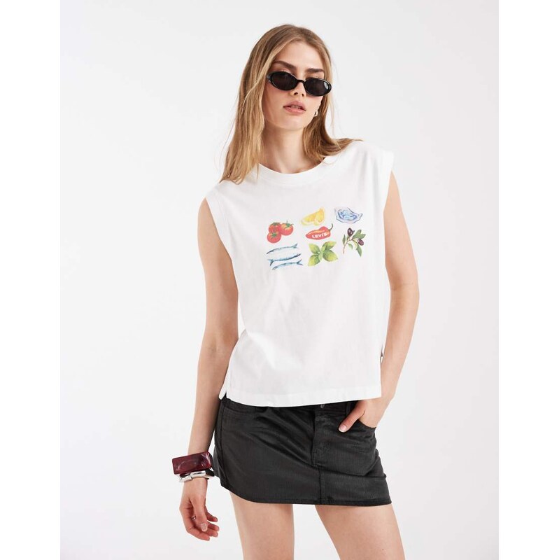 Levis boxy tank top with fruit print white