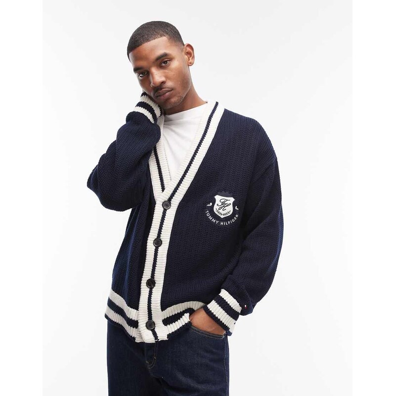 Tommy Hilfiger athleisure cricket cardigan in navy