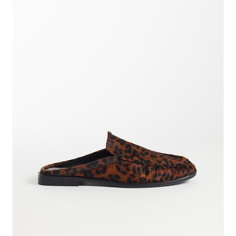 ASOS DESIGN Wide Fit Mystique premium loafer mules hair on real