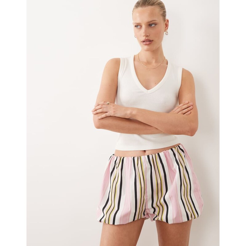 ASOS DESIGN bubble shorts in pink stripe-Multi