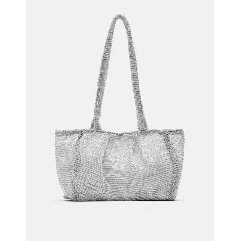 Pull&Bear Metal mesh shoulder bag in silver-Multi