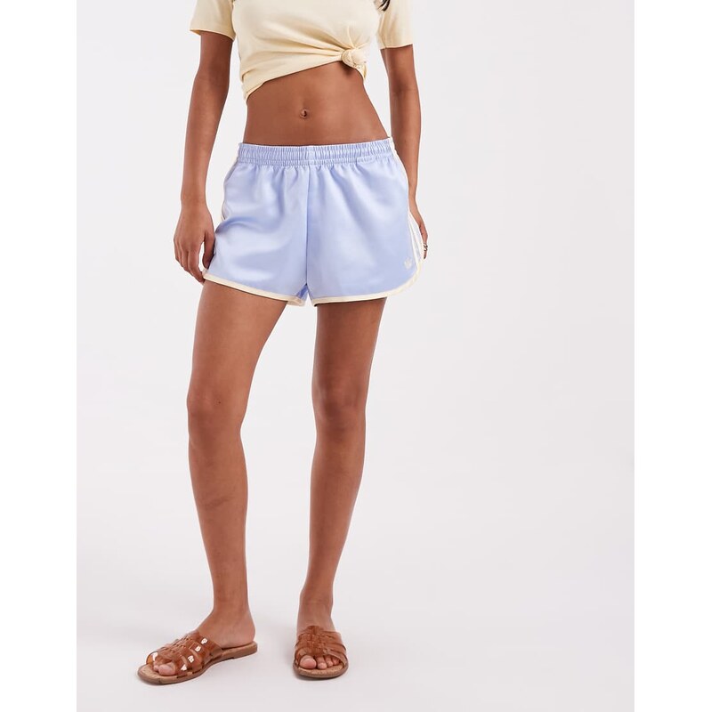 adidas Originals three stripe sprinter shorts in blue and cream