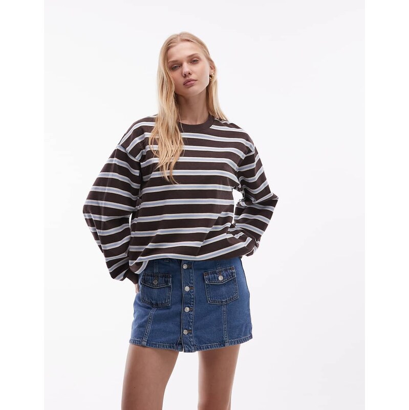 Levis button front denim skort in mid blue