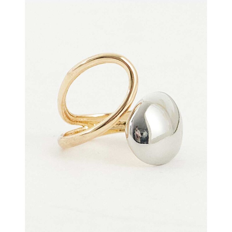 ASOS DESIGN ring with wraparound design in mixed metal-Multi