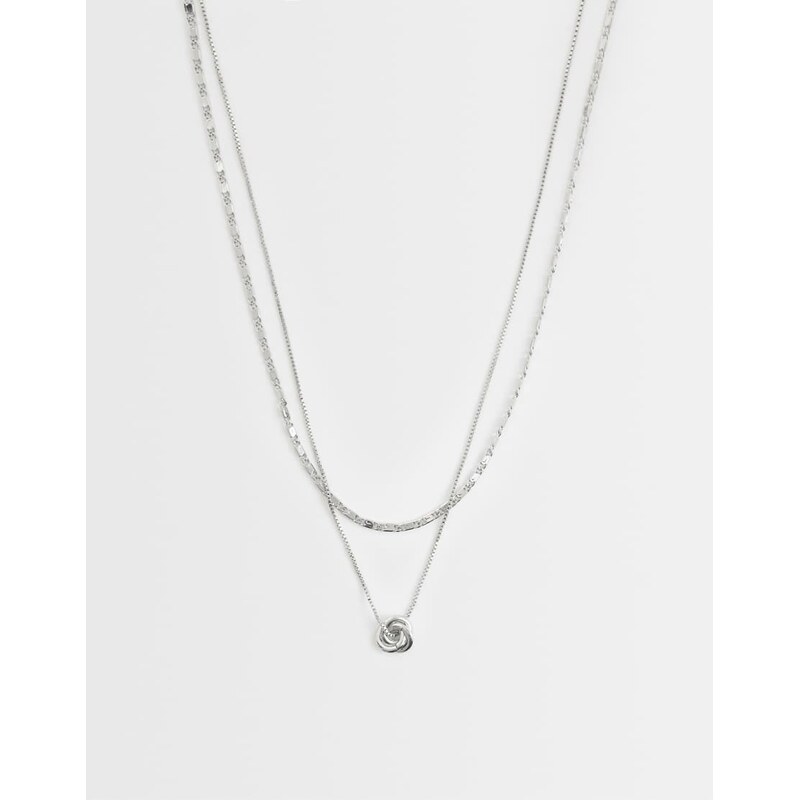 ASOS DESIGN pack of 2 necklaces with textured chain and knot