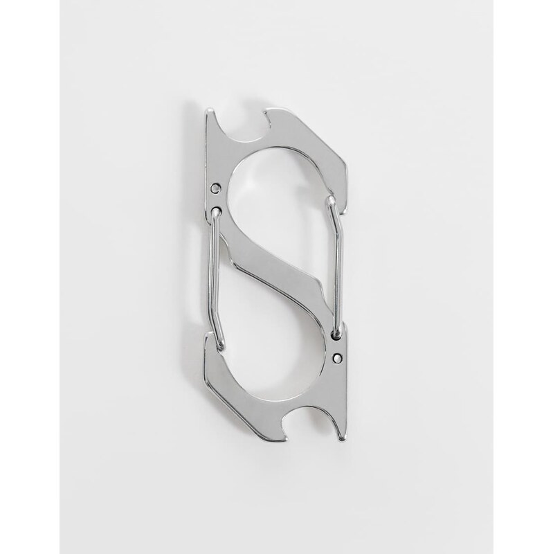 ASOS DESIGN s-shape carabiner clip In silver