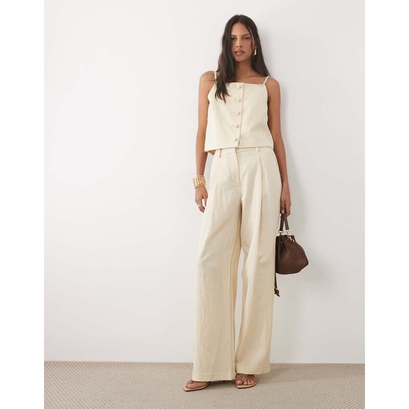 Mango Bonnie relaxed trouser co-ord in pastel yellow
