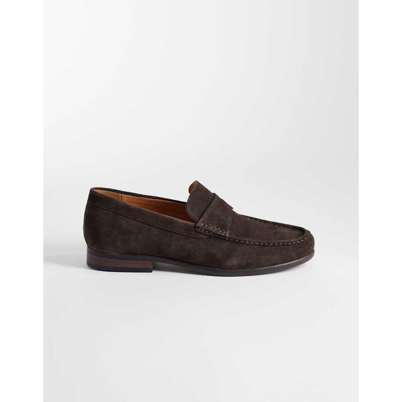 Schuh Rico loafer in choc suede-Brown