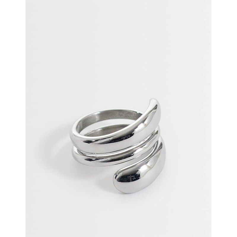 ASOS DESIGN waterproof stainless steel double wraparound ring in