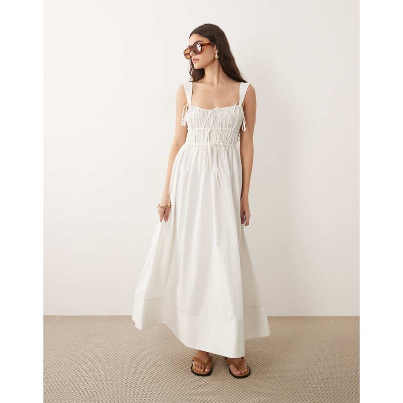 ASOS DESIGN ruched bodice maxi sundress with full skirt and