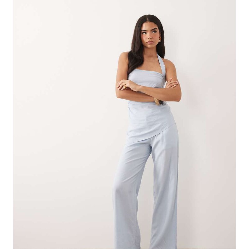 Kaiia exclusive linen blend wide leg trouser co-ord in light