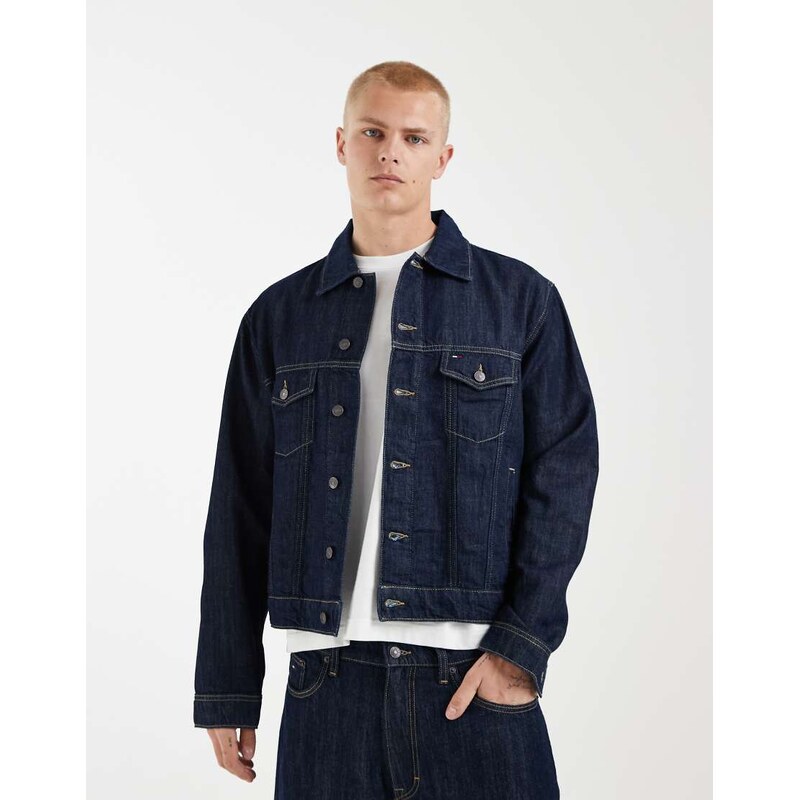 Tommy Jeans relaxed fit trucker jacket co-ord in dark wash blue