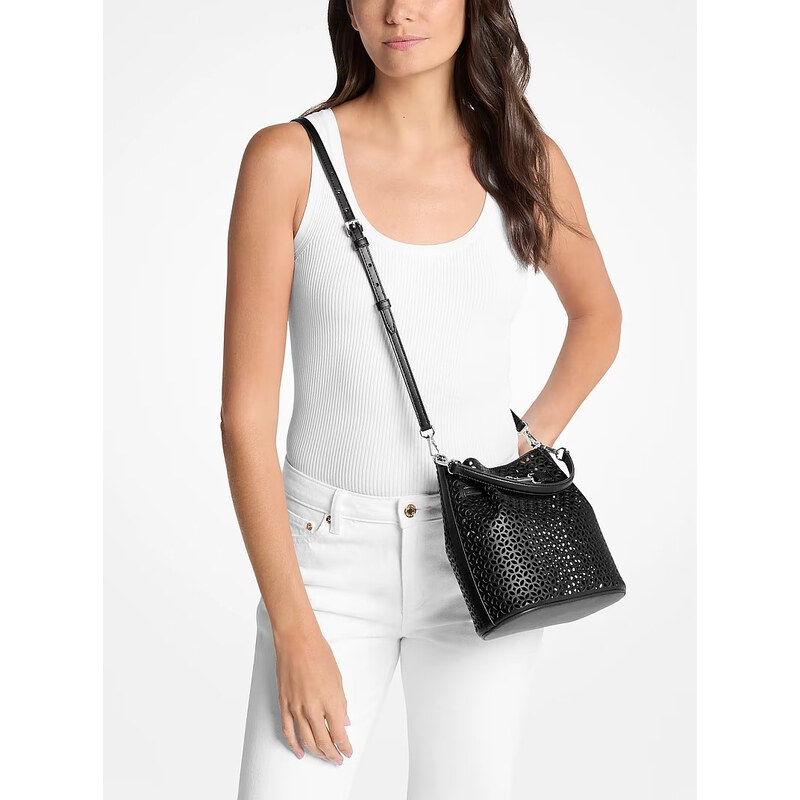 Michael Kors Carson small perforovaná kabelka černá