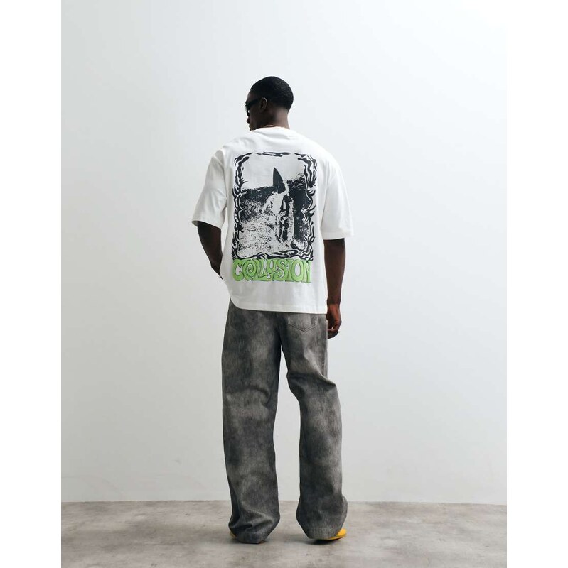 COLLUSION black surf graphic oversized short sleeved t-shirt in