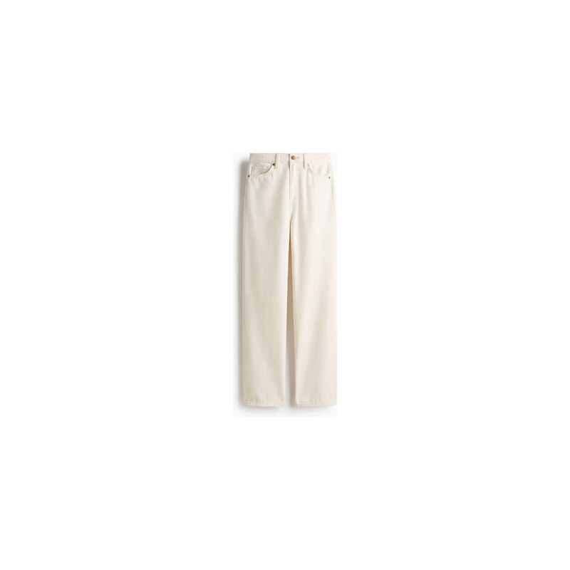 H&M - Straight High Jeans - Bílá
