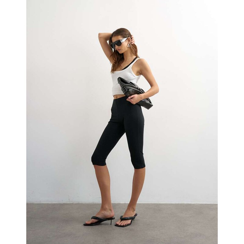 Topshop jersey capri leggings in black