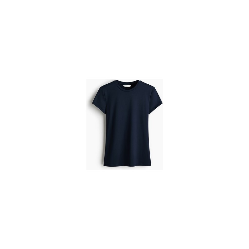 H&M - Přiléhavé tričko z mikrovlákna - Námořnická Modř