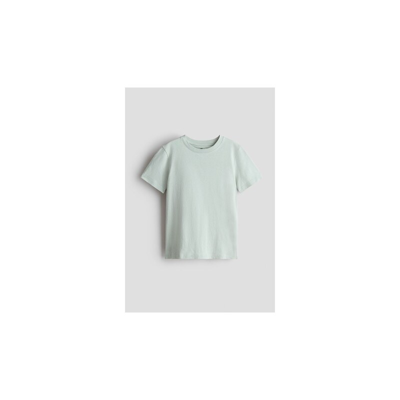 H&M - Bavlněné tričko - Světlá Kouřově Zelená