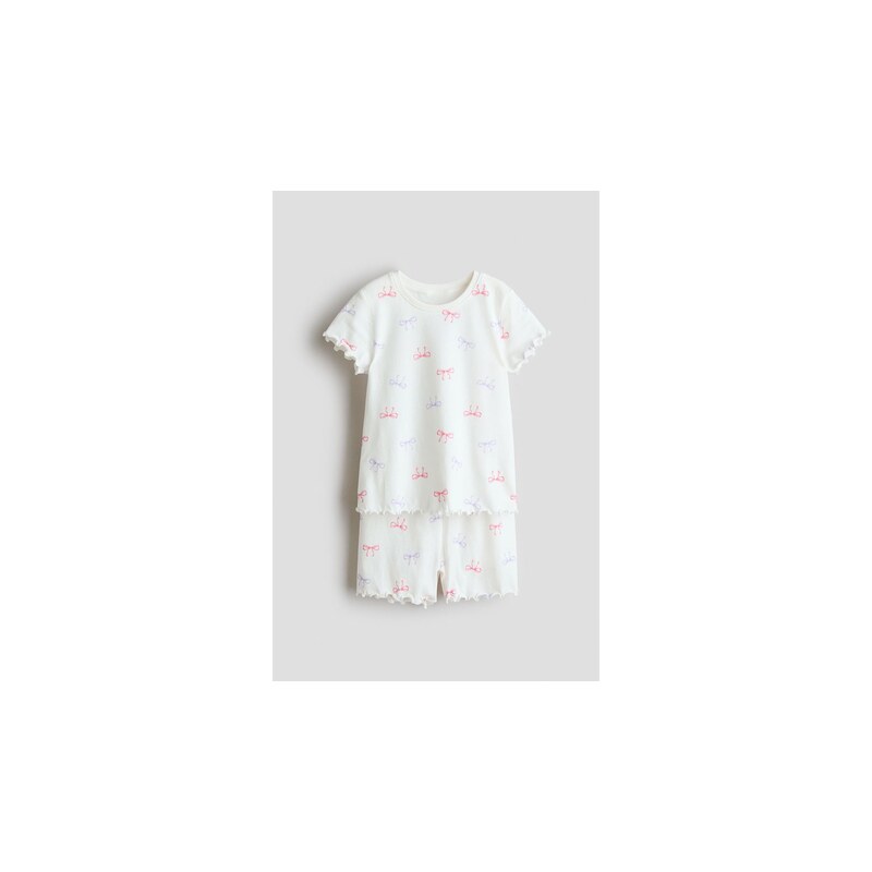 H&M - Bavlněné pyžamo - Bílá/Mašle