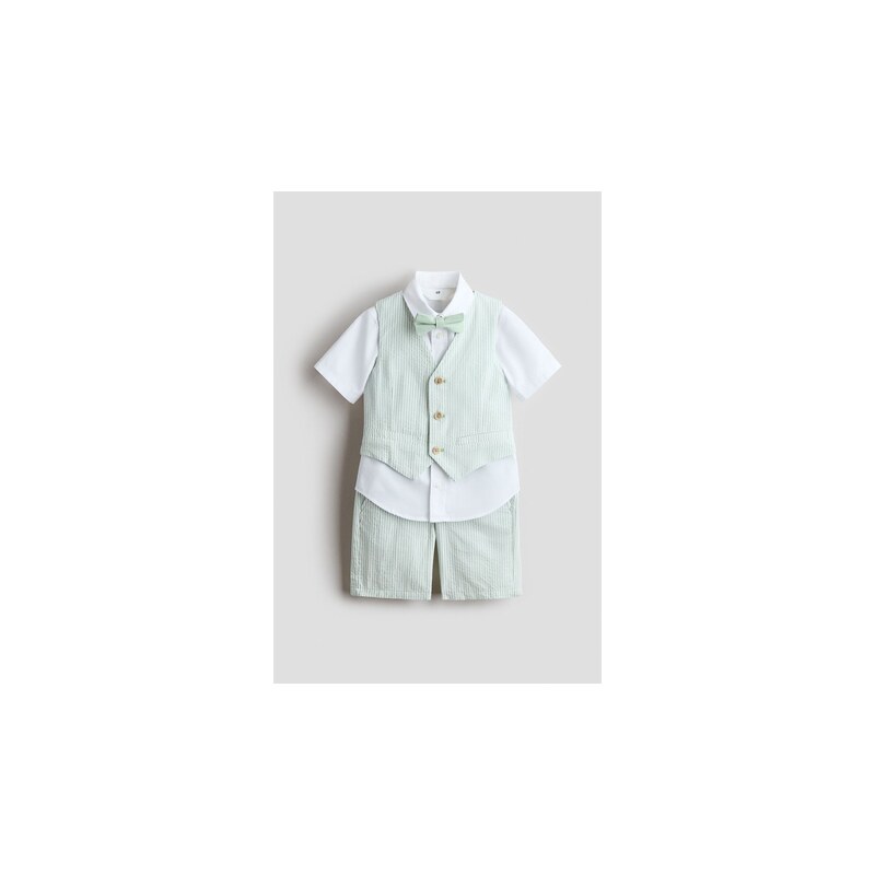 H&M - Čtyřdílná elegantní souprava - Světle Zelená/Proužky