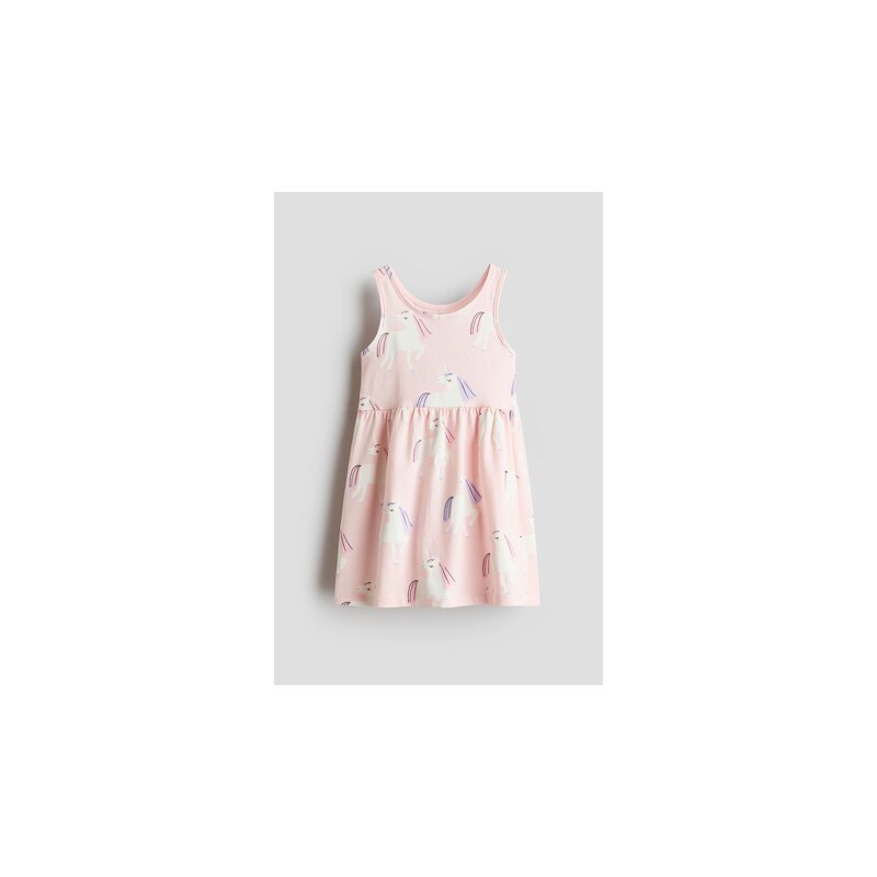 H&M - Vzorované bavlněné šaty - Světle Růžová/Jednorožci