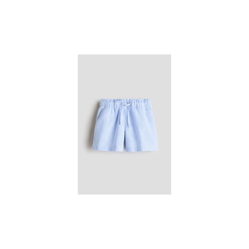 H&M - Šortky z lněné směsi - Modrá/Proužky