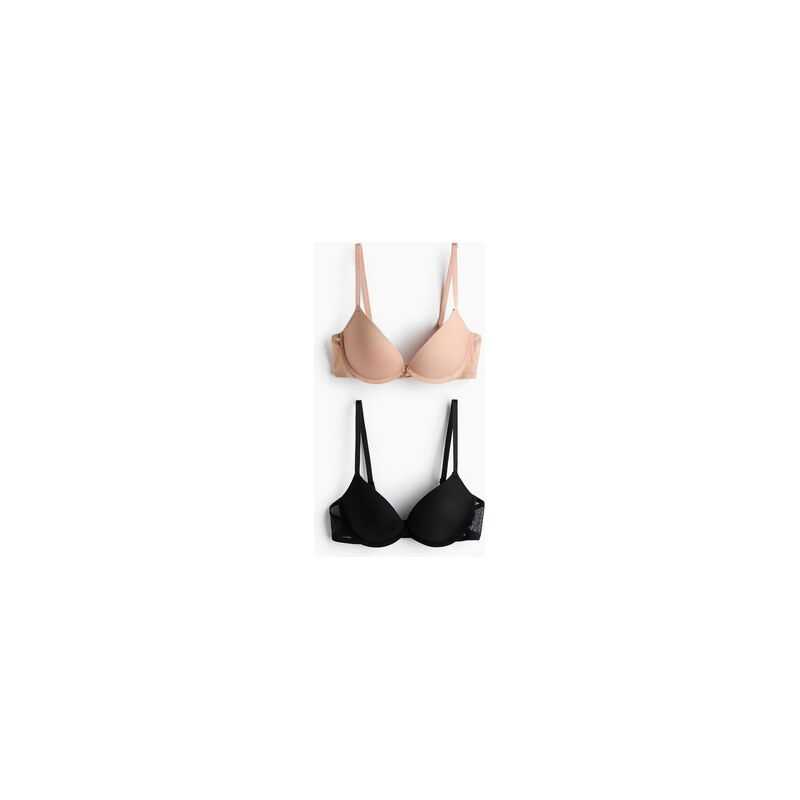 H&M - Super push-upka z mikrovlákna 2 kusy - Béžová/Černá