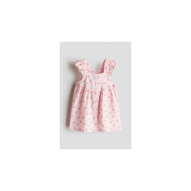 H&M - Bavlněné šatys volánky - Růžová/Třešně