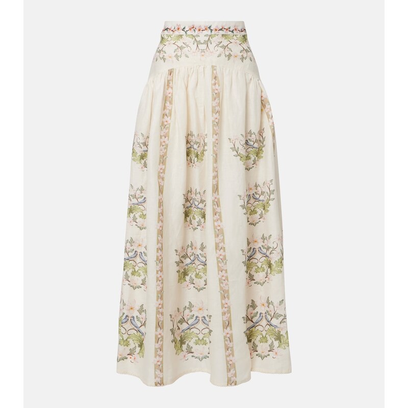 Agua by Agua Bendita Curua floral linen midi skirt