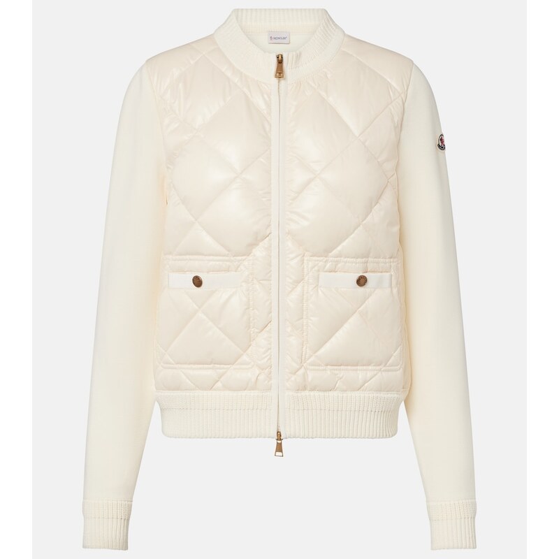 Moncler Down-paneled cotton cardigan