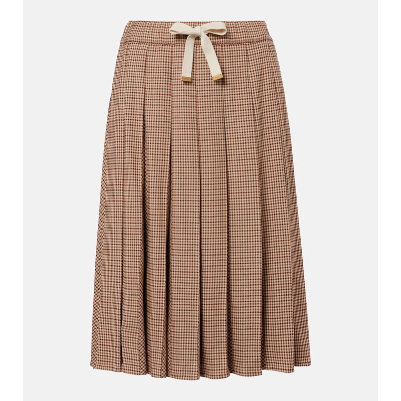 Moncler Checked pleated midi skirt
