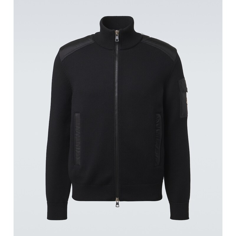 Moncler Tricot down-paneled virgin wool cardigan