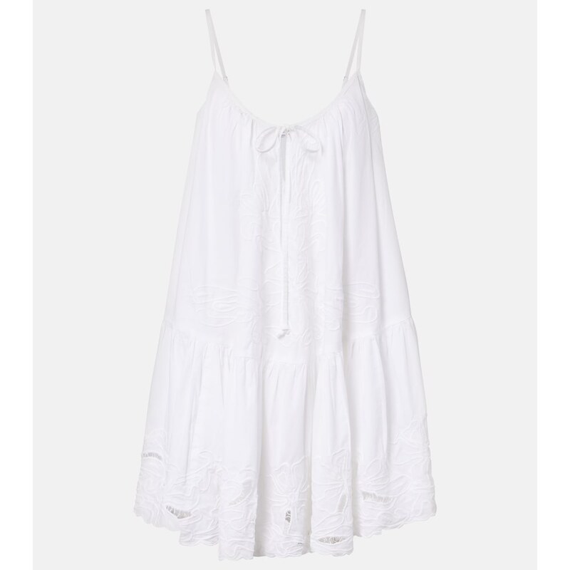 Juliet Dunn Embroidered cotton poplin minidress