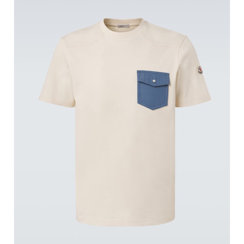 Moncler Denim-trimmed cotton jersey T-shirt