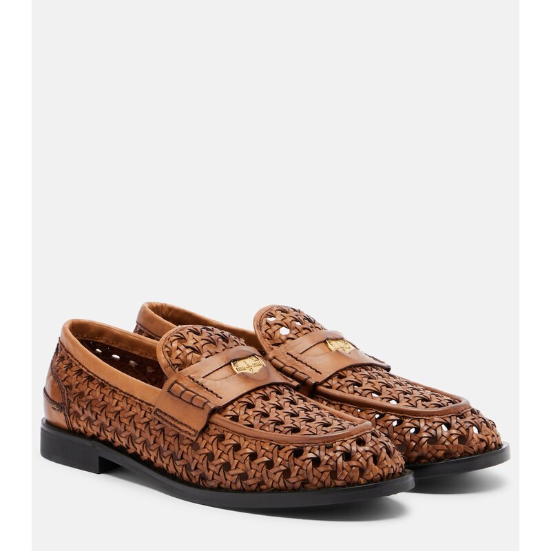 Miu Miu Woven leather penny loafers