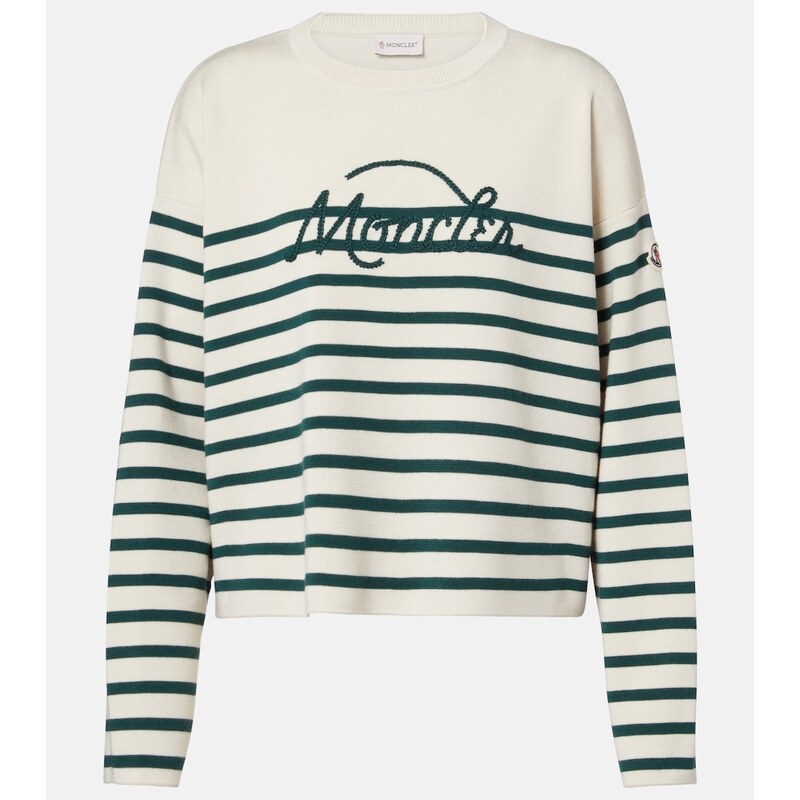 Moncler Embroidered striped virgin wool sweater