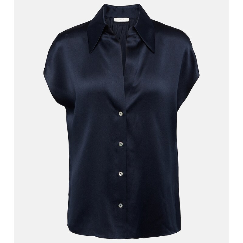 Vince Ruched silk satin blouse