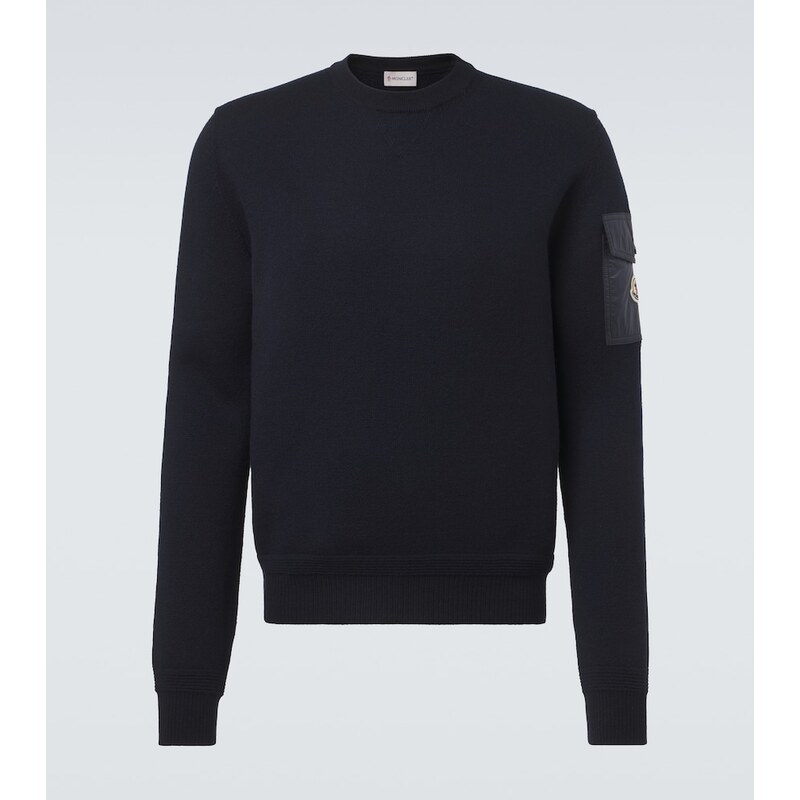 Moncler svetr z vlny barvy obsidiově modré